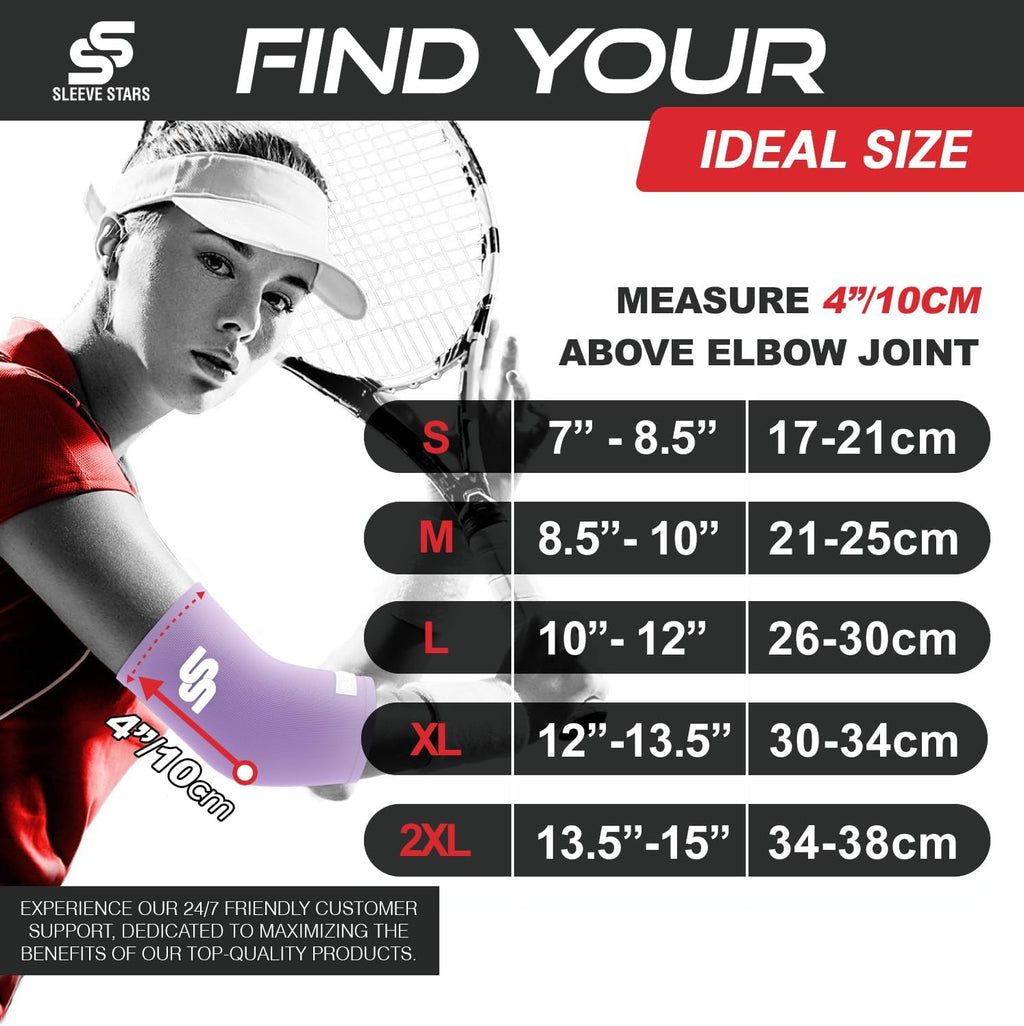 Sleeve Stars Elbow Compression Sleeve - Pain Relief & Protection for Sports | Supportive Brace for Tendonitis