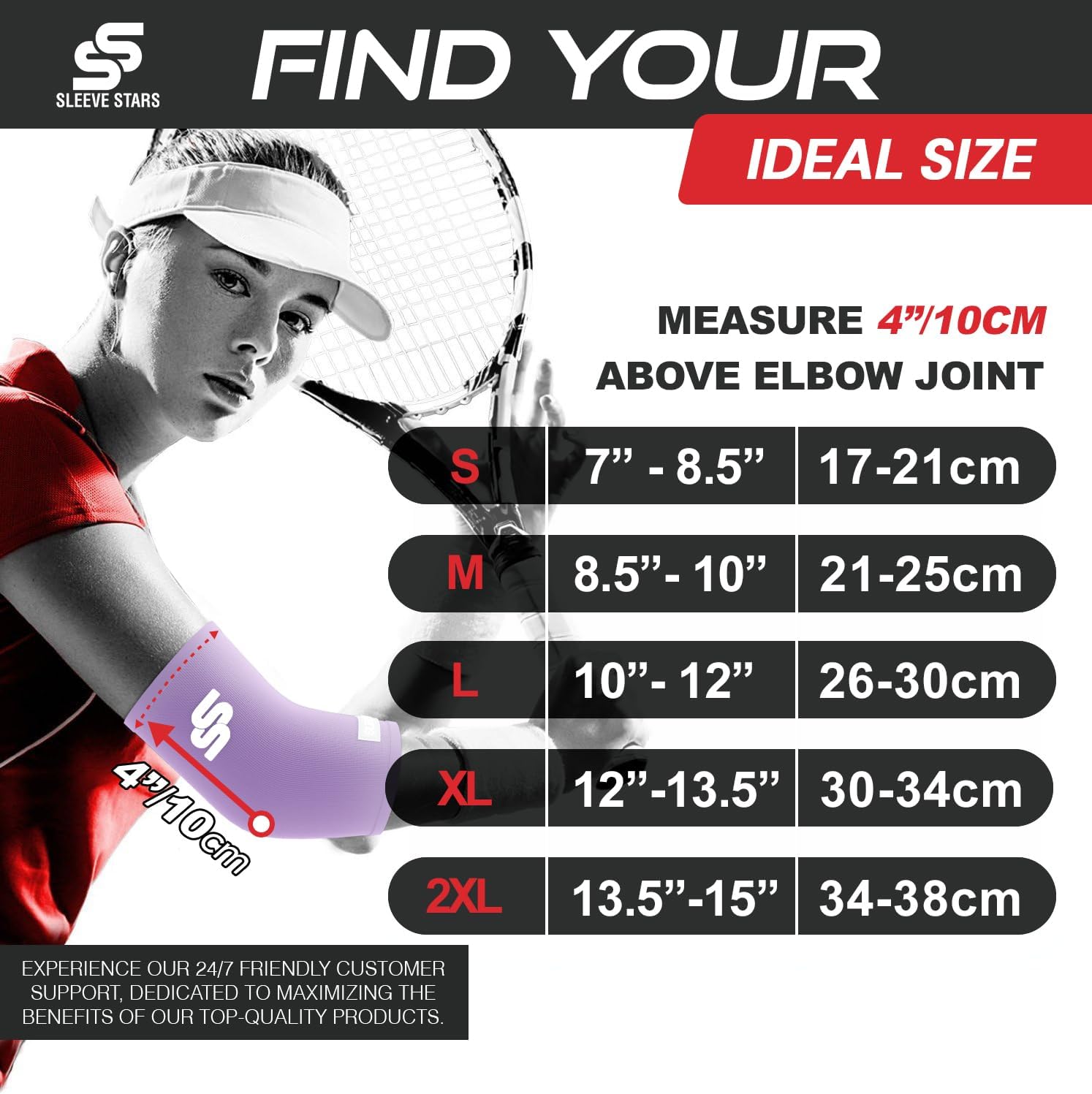 Sleeve Stars Elbow Compression Sleeve - Pain Relief & Protection for Sports | Supportive Brace for Tendonitis