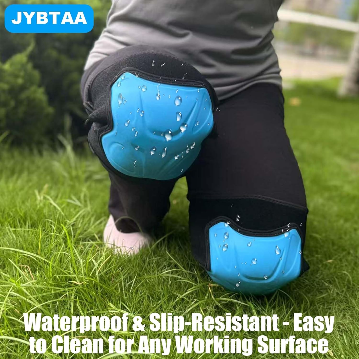 Skiennix Construction Knee Pads - Non-Slip Straps for Men & Women | Soft Foam Cushion, Blue (1 Pair)