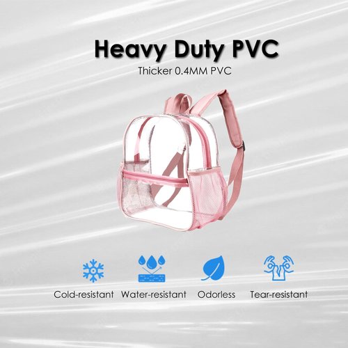 Keepcross Stadium Approved Clear Backpack 12x6x12 - Mini Clear Bag for Stadium Events, Sporting Events, Festivals, Concerts, Small Transparent Backpack for Women - Rose Gold