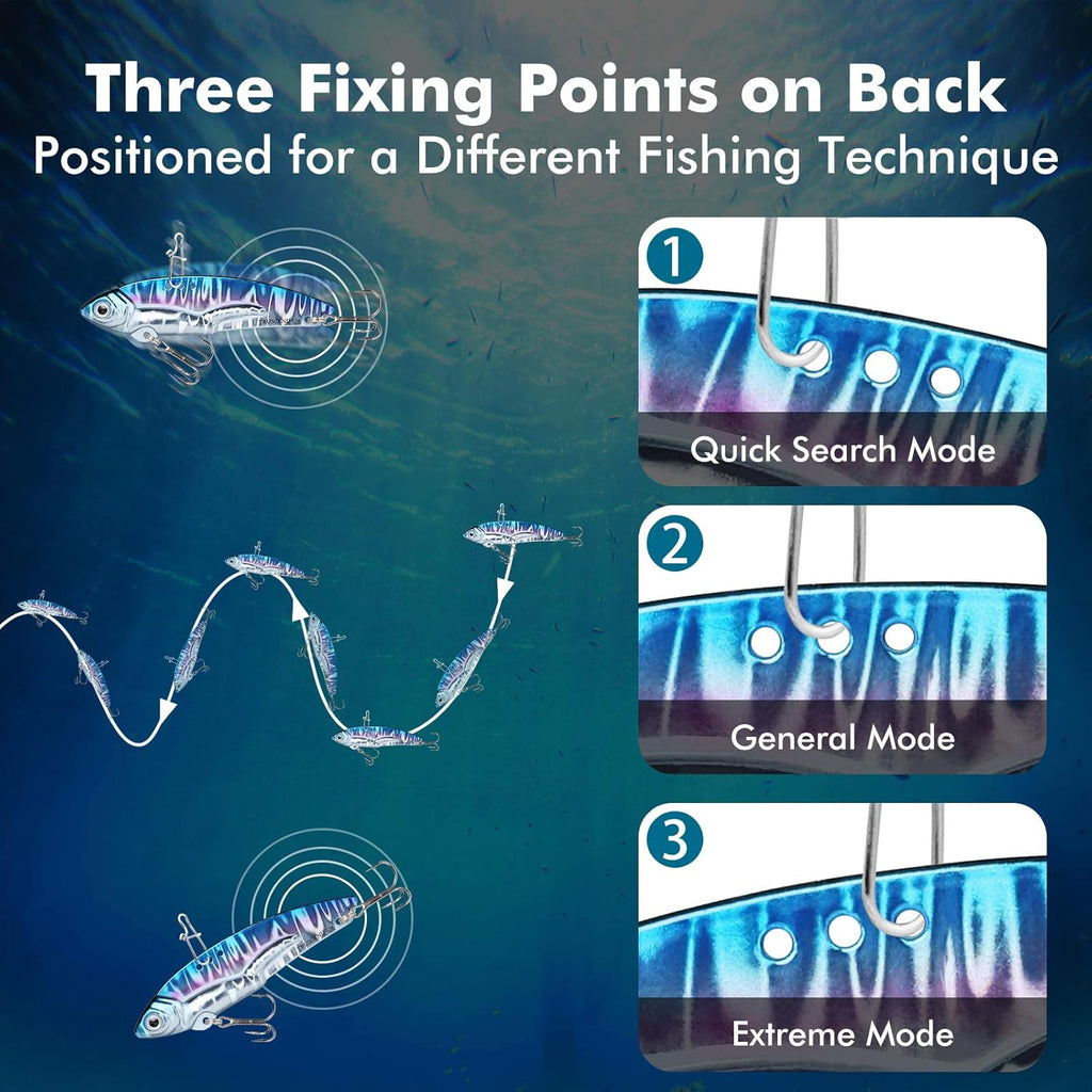 TRUSCEND Vibespinner Lures with BKK Hooks - Easy Catch with 4 Action Modes for Bass, Crappie, Trout & Walleye