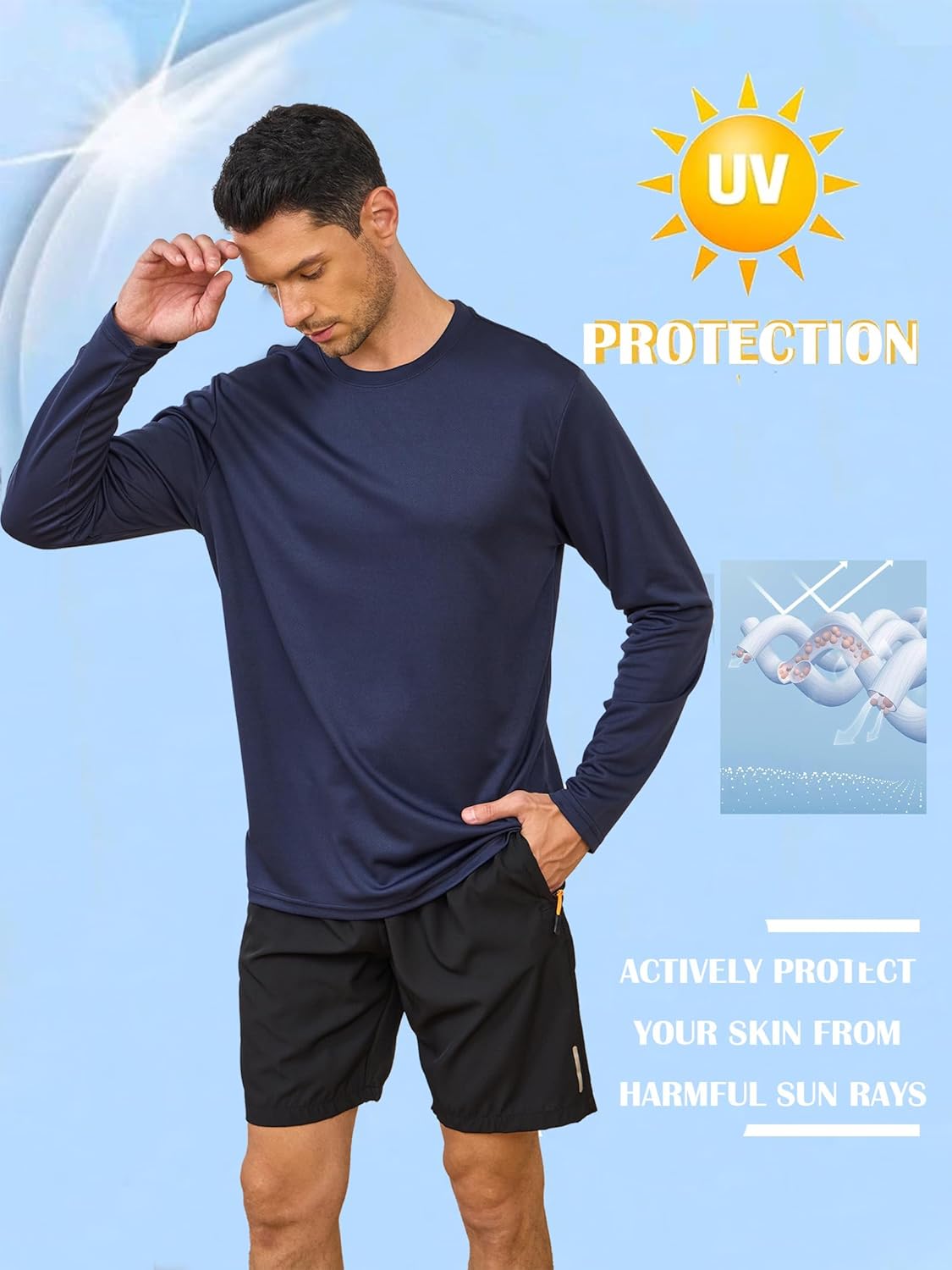 Skiennix Men's Long Sleeve Athletic Shirts - Quick Dry, Moisture-Wicking | 5-Pack for Gym & Running