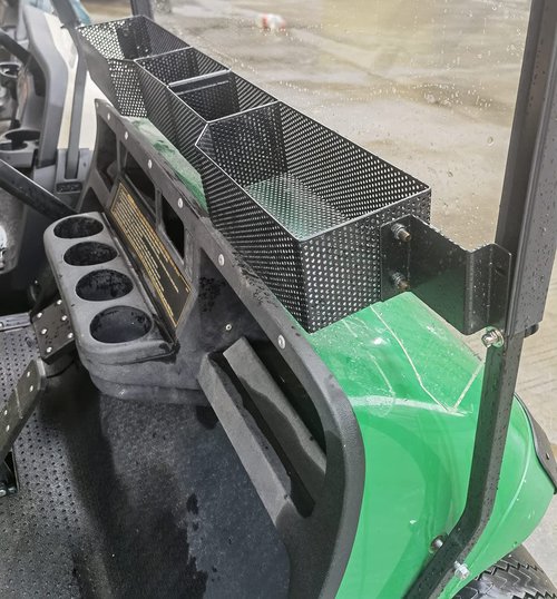 Golf Cart Front Inner Dash Storage Basket and Rack for EZGO TXT and RXV, Heavy Steel Golf Cart Mesh Basket