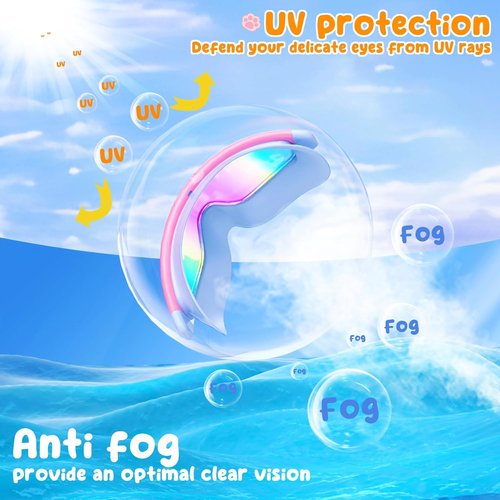 COOLOO Kids Swim Goggles - Anti-Fog & UV Protection | 2 Pack for Ages 4-16, Wide View & No Leaking