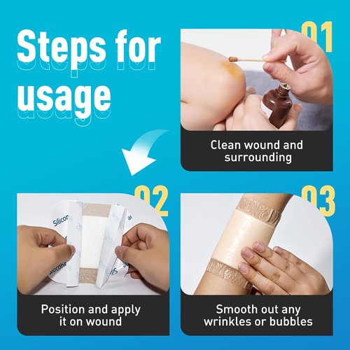General Medi Waterproof Silicone Foam Island Dressing - 4" x 4" Sterile Wound Care Pads (10 Pack) | Soft, Absorbent & Adhesive