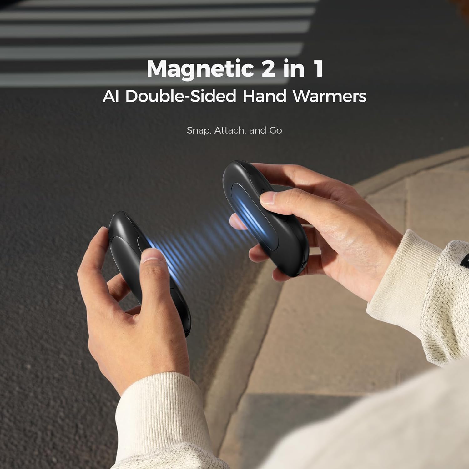 OCOOPA AI Smart Magnetic Hand Warmers - Rechargeable 2 Pack with 10000mAh Battery | 4 Heat Levels, Max 136°F