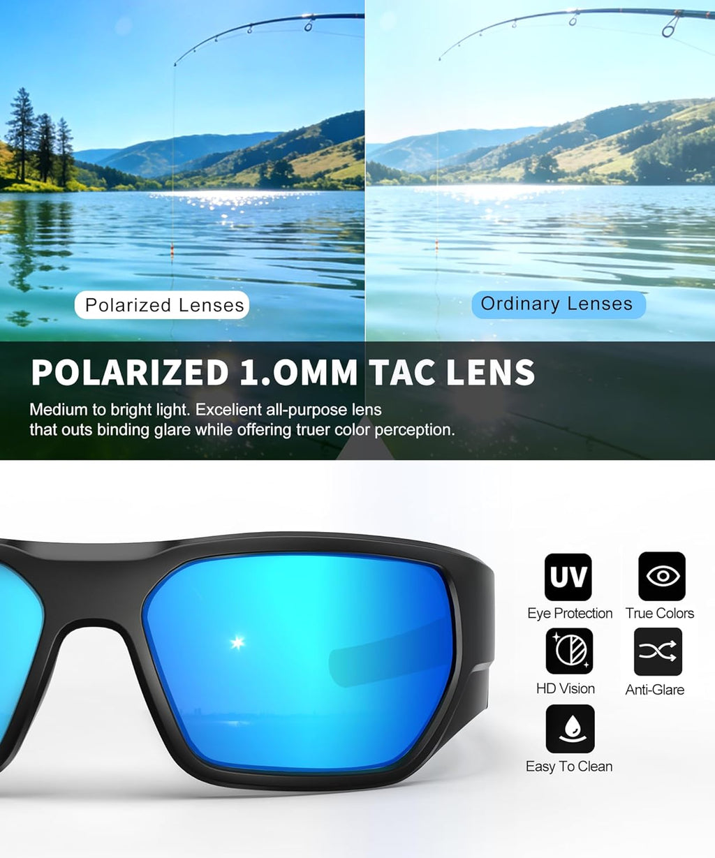 Polarized Fishing Sunglasses for Men Women, UV400 Fishing Sports Glasses for Cycling, Running & Surf
