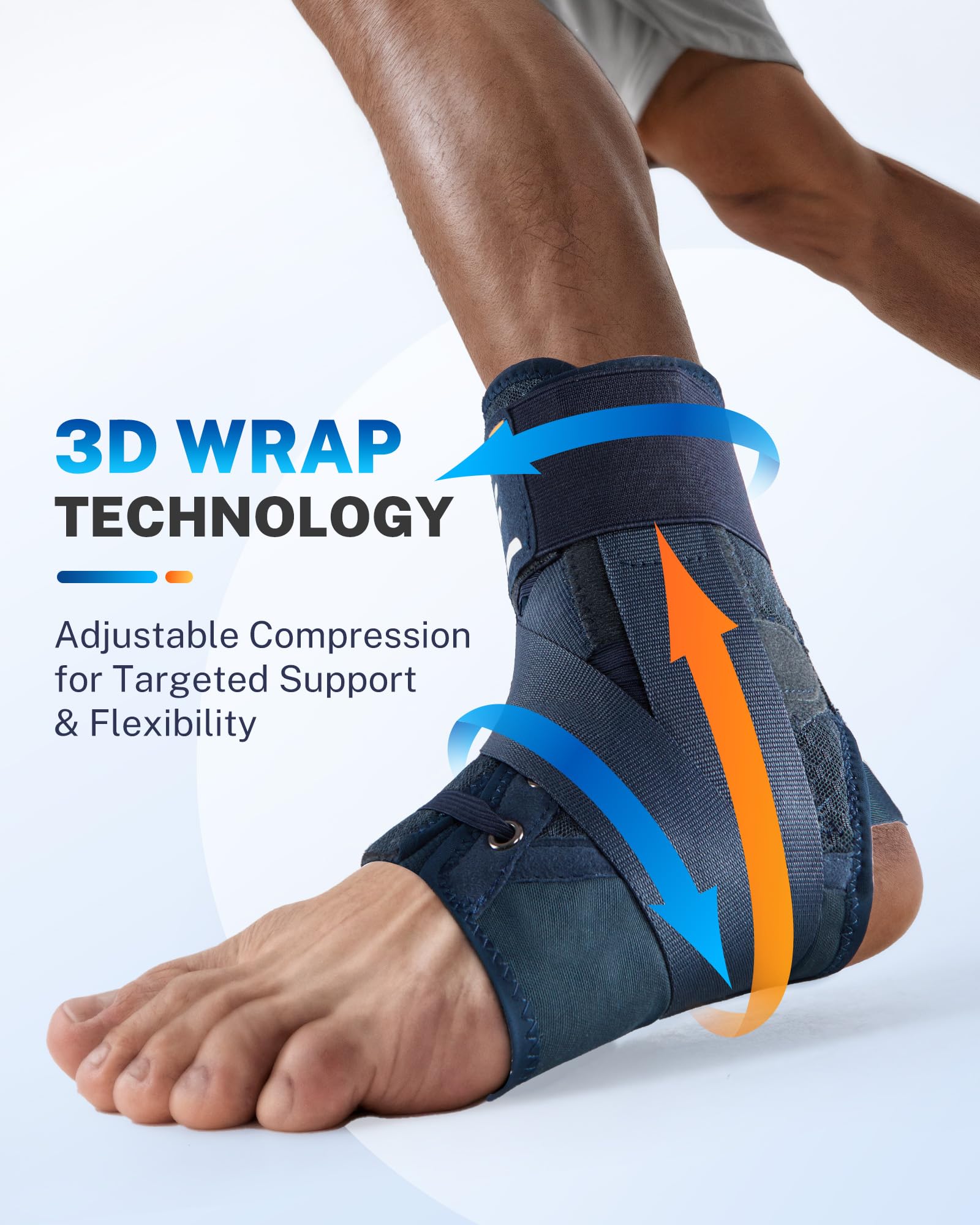 Fitomo Ankle Brace for Men Women with Quick Lace Up, Adjustable Figure 8 Compression Support for Achilles Tendonitis, Ankle Sprain & Swelling Relief for Volleyball, Running & Daily Wear, M