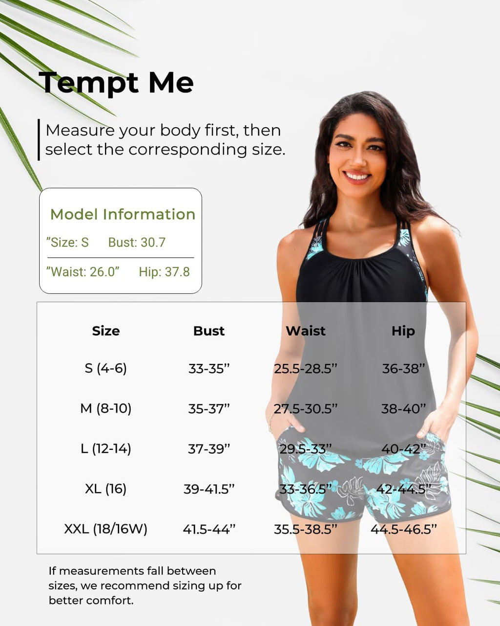 Skiennix Women's Tankini Swimsuit - Tummy Control Blouson with Shorts & Two Pockets, Stylish & Comfortable