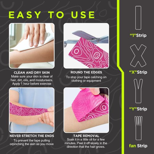 OK TAPE PRO Kinesiology Tape Uncut Roll, Elastic Physical Therapy Athletic Tape for Pain Relief, Muscle Support, Kinetic Tape, Water Resistant, 2in X 16.4ft -Mixed 4 Pack