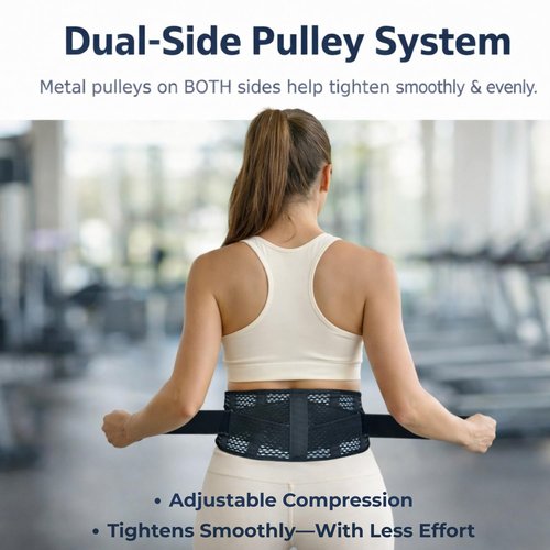 Breathable Back Brace for Lower Back Pain Relief – Lightweight 3D Air-Mesh Lumbar Support Belt with Dual-Adjust Pulley System – Ventilated Low-Profile Design for Sciatica, Herniated Disc, Driving & All-Day Wear