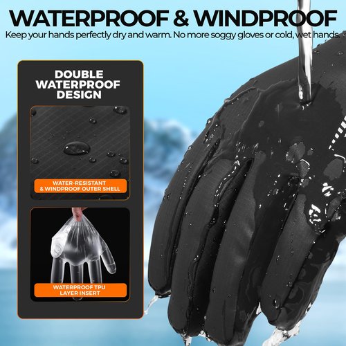 rivmount Winter Warm Gloves Cold Weather Ski Snow for Men Women, Thermal Waterproof Touchscreen Windproof, Suitable for Running, Driving, Cycling, Hiking, Outdoor Sports, Daily Work