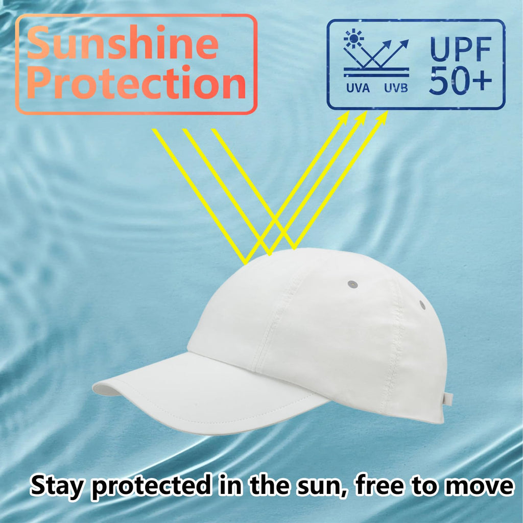 Ultra-Lightweight & Breathable UPF 50+ Baseball Cap, Classic Performance Sun Protection for Golf, Tennis, Travel & Daily Wear(White)