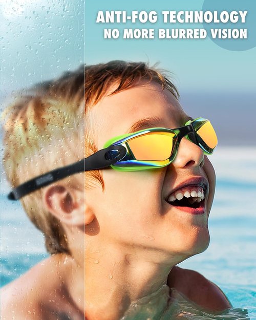 Aegend Swim Goggles for Kids | Anti-Fog, UV Protection & Comfort Fit | Ages 3-14