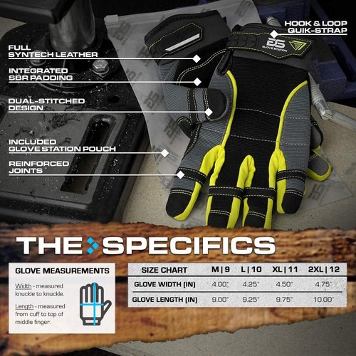 Glove Station Fingerless Work Gloves - Tactile Series with Synthetic Leather & Enhanced Grip
