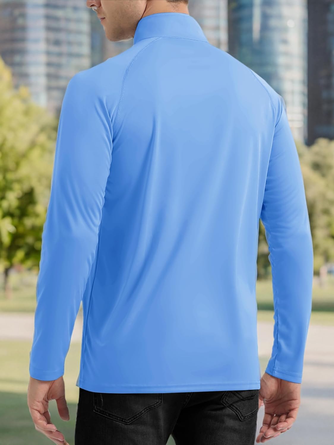 TACVASEN Men's Athletic Long Sleeve Shirt - 1/4 Zip Sun Protection Rash Guard | UPF 50+ Outdoor Running T-Shirt