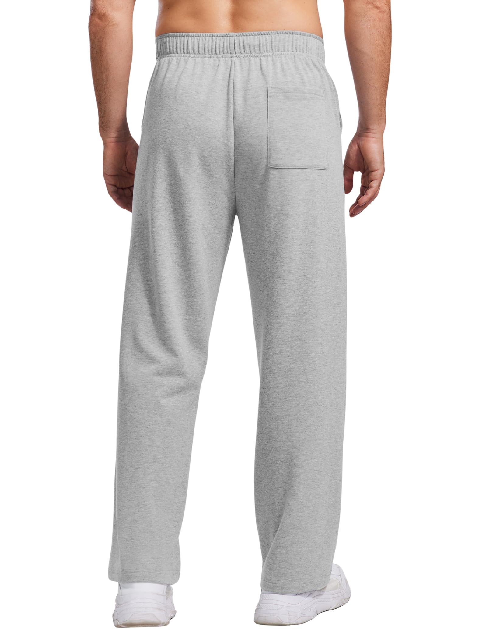 PINSPARK Men's Sweatpants with Pockets Open Bottom Jogger Sweatpants Uncuffed Lightweight Straight Leg Sweat Pants for Men Grey
