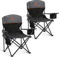 ALPHA CAMP Heavy Duty Camping Chair - 350LBS Capacity, Portable with Cooler Bag & Cup Holder | Black, 2PC Set