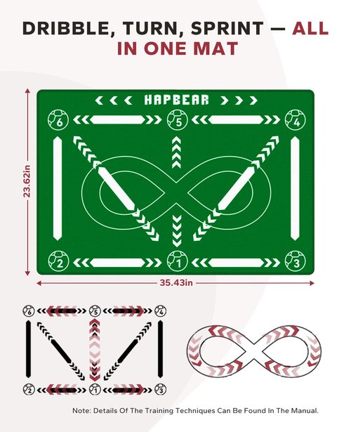 HAPBEAR Soccer Training Mat- Thickened 0.2 inch, Soccer Training Equipment for Footwork and Ball Mastery, Anti-Slip and Silent, Idea for All Ages to Improve Speed Strength Agility and Coordination
