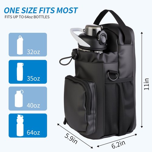Xan Concept Magnetic Gym Bag for Men and Women,Water Bottle Bag with Phone Pockets & Shoulder Strap,Powerful Magnet Gym Pouch,Magnetic Bag for Sports,Work(Black)