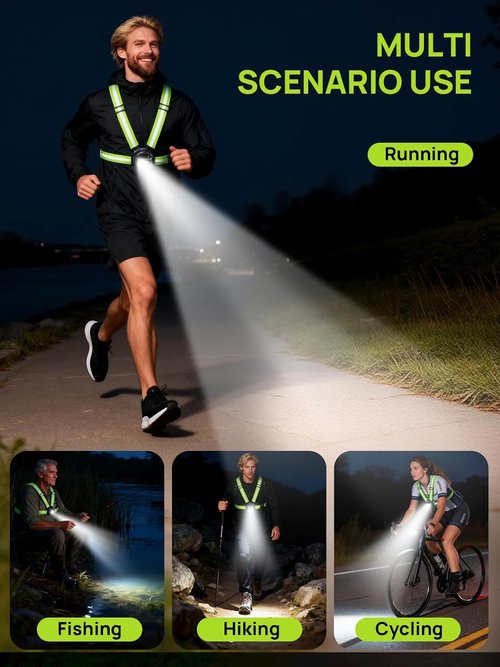 Acso Running Light - 500 Lumens Rechargeable Gear with 360° Reflective Vest | IPX5 Waterproof for Night Jogging