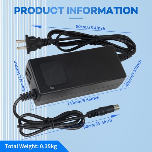 YZPOWER 42V 2A Lithium Battery Charger for 36v 10s Li-ion Battery Pack,36v Smart Power Suppluy Fast Charging with Display Built-in Fan