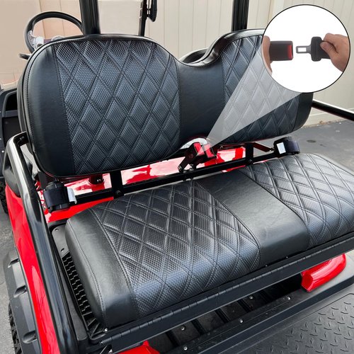 WLOOD Golf Cart Seat Belts Kit, Universal Retractable Front Rear Golf Cart Seat Belt Kit Compatible with EZGO, Club Car, Yamaha,Set of 4