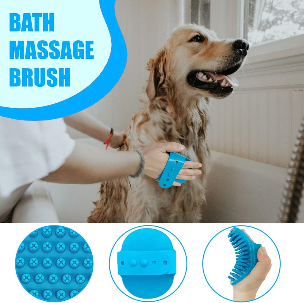 Skiennix Dog Grooming Brush Kit - 5-Piece Set for Shedding, Flea Comb & Slicker Brush | Blue