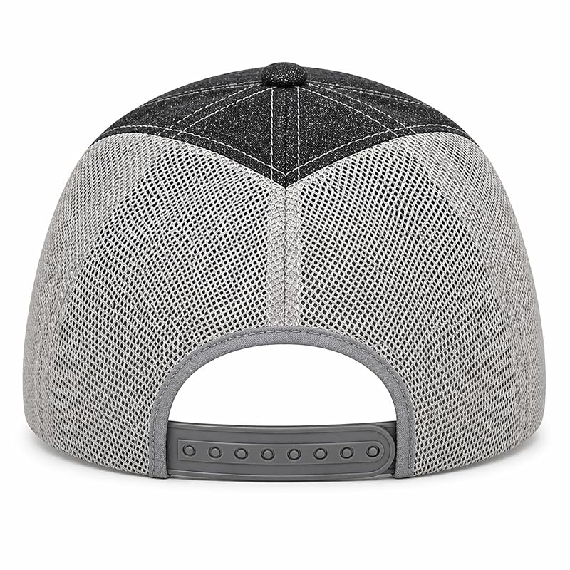 Dark Grey Trucker Hat with 3D Embroidered Front - Breathable Mesh Back, One Size
