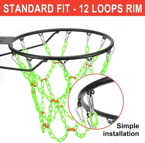 Heavy Duty Basketball Net Replacement by [Brand Name] - Anti-Rust Resin for Indoor/Outdoor Use | Standard 12-Ring