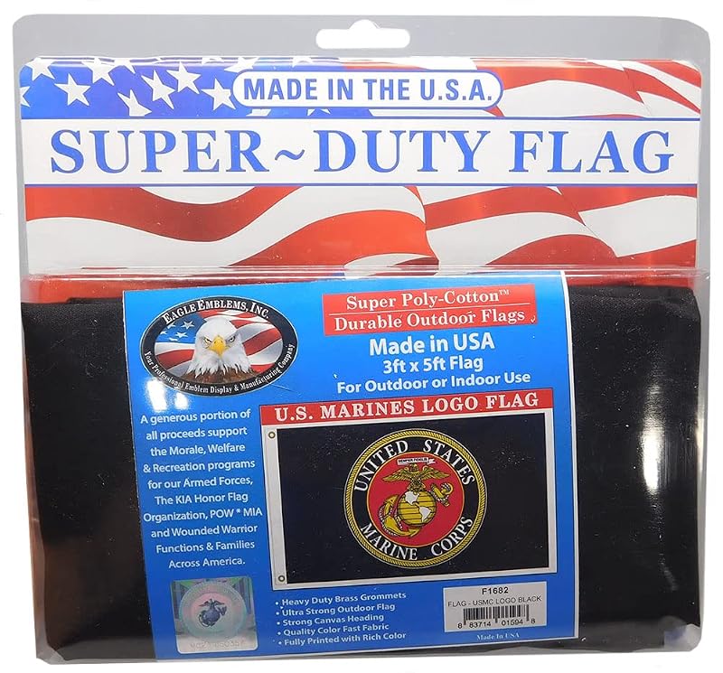 USMC Logo Emblem Flag 3x5 Premium Heavy Duty Polyester Banner - Officially Licensed