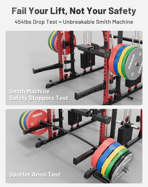 Mikolo M4 2.0 Smith Machine - All-in-One Home Gym Power Cage with LAT Pulldown & Cable Crossover