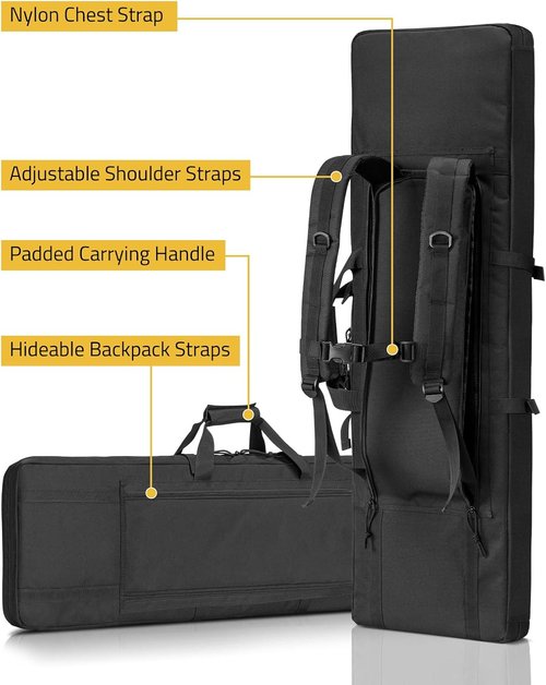 CVLIFE Soft Rifle Case - Double Long Gun Bag with Lockable Zipper & Backpack Strap | 36" - 46" Sizes
