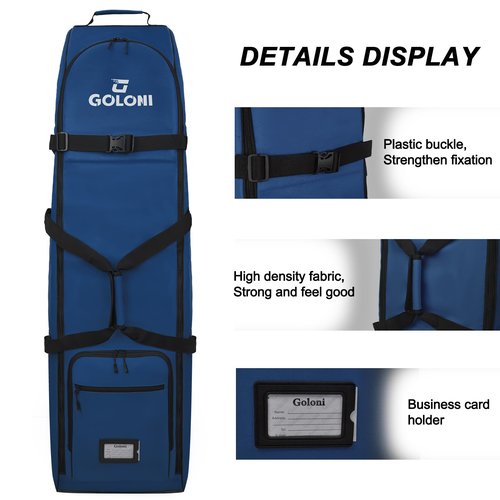 Goloni Golf Travel Bag with Wheels for Airlines, Heavy Duty Golf Club Travel Case, Water Resistant Golf Bag Cover for Air Travel, Portable Foldable Golf Luggage for Men Women
