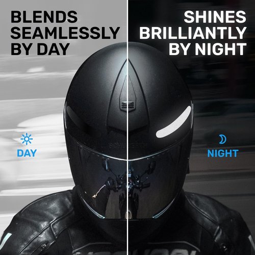 Elos 3M Reflective Black Stickers - Reflective Helmet Tape, Motorcycle Reflective Tape, Hi Viz Stickers for Helmets - Discreet Black Until Light Hits It (Regular Style, 2, Count)
