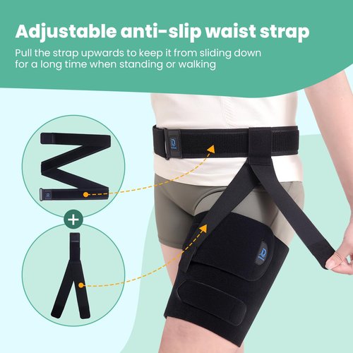 iDonua® Swollen Thigh Compression Wrap Brace for Lymphedema Reduction - with Adjustable 4 Cross Straps‌ (Short-L)