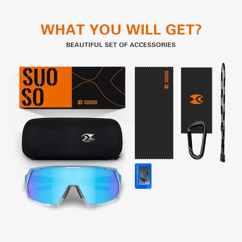 Suoso Cycling Sports Sunglasses - UV400 Protection for Men | Ideal for Biking, Running & Baseball
