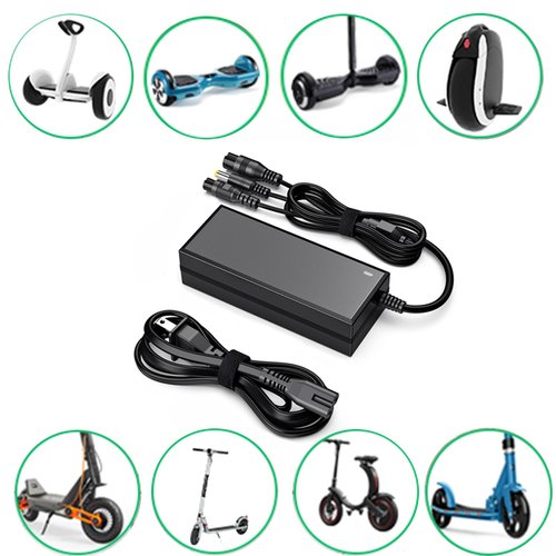 36V/42V2A Replacement Charger,3-in-1(5.5mm x 2.5mm / 2.1mm Universal)& 3 Claw(12mm/8mm) Female Port,Compatible with Jetson,Swagtron, Bird, Razor, Segway, Gotrax