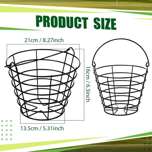 Wettarn 20 Packs Bulk Metal Wire Golf Ball Basket with Handle Stainless Steel Golf Basket Ball Holder Container for Summer Storage Practice Accessories, Black