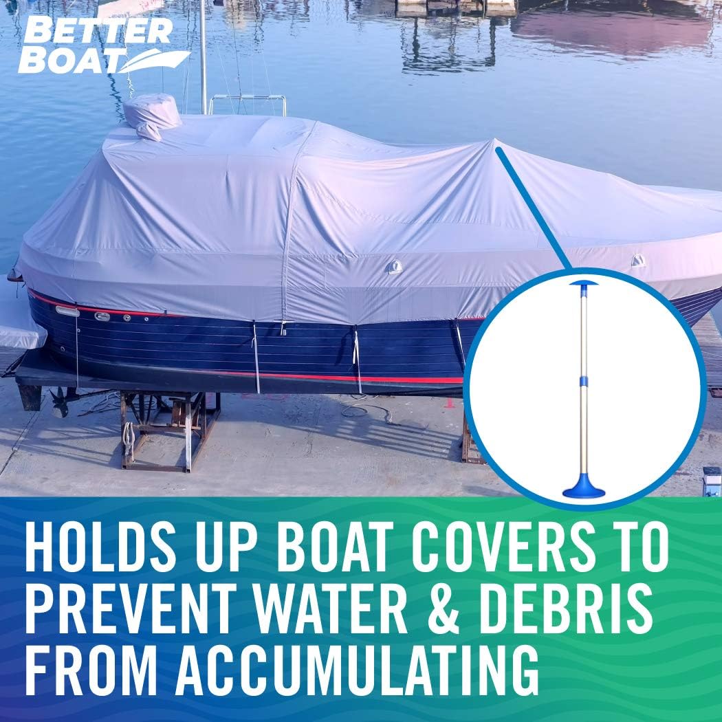Better Boat Boat Cover Support Poles - Adjustable Twist Lock with Snap & Mushroom Tops, Marine Grade Aluminum