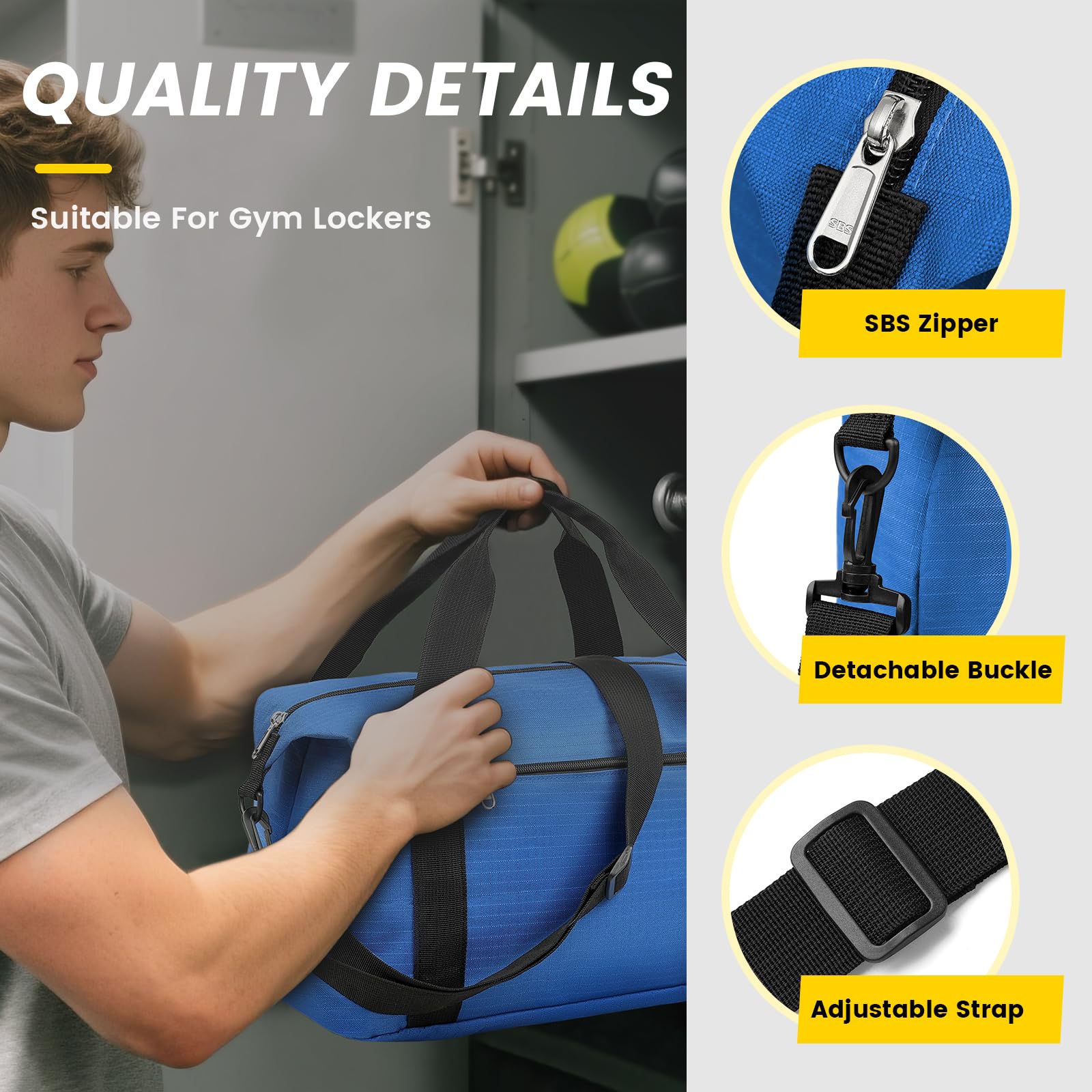 Vorspack Small Gym Bag - 14 Inches Duffle Bag for Travel Lightweight Duffel Bag for Men Women Personal Item Bag Weekender Bag for Travel Sports Gym - Blue
