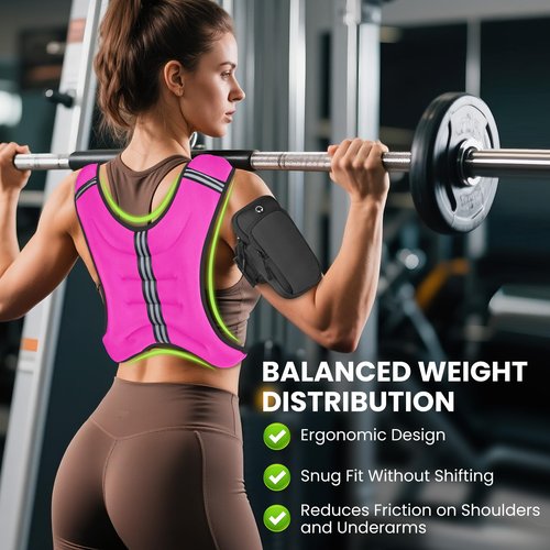 GEEBOBO Weighted Vest for Women Men, 8lb/12lb/16lb/20lb/25lb/30lb Weighted Vest Woman Adjustable Weights for Walking, Strength Training, Running, 16Lbs, Pink