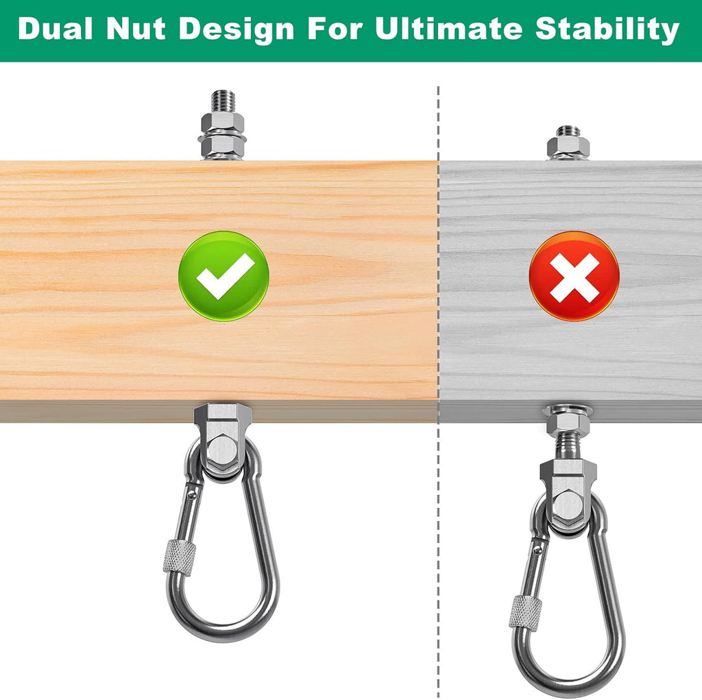 SELEWARE Heavy Duty Swing Hangers - 1500LB Capacity Stainless Steel Hooks for Wood/Steel Beams | 7" x M2/5" Porch Swing Hardware