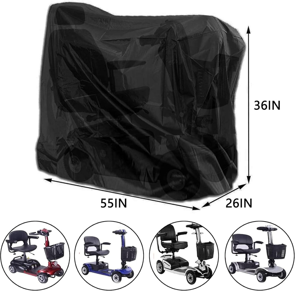 Sqodok Mobility Scooter Storage Cover, 420D Waterproof Wheelchair Cover for Storage, Mobility Scooter Accessories for All-Weather Outdoor Protection Dust Cover, 55" x 26" x 36"