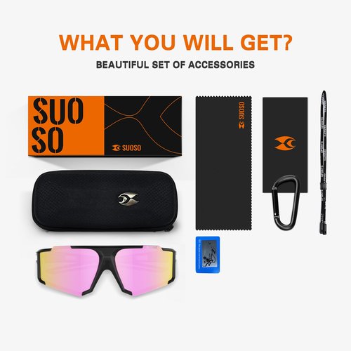 suoso Polarized Sports Sunglasses Men: UV400 Running Sunglasses for Women, Lightweight Fishing Baseball Cycling Glasses TR90