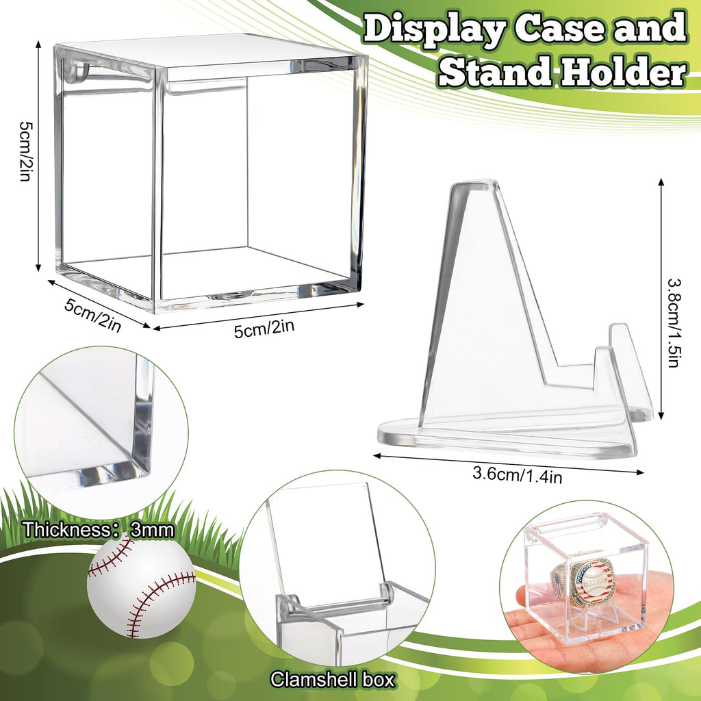 Landical 6 Set Baseball Championship Ring with Display Case and Stand Holder Championship Ring Case Acrylic Display Box and Holder Champion Trophy Rings for League Winner (Baseball,Gold)