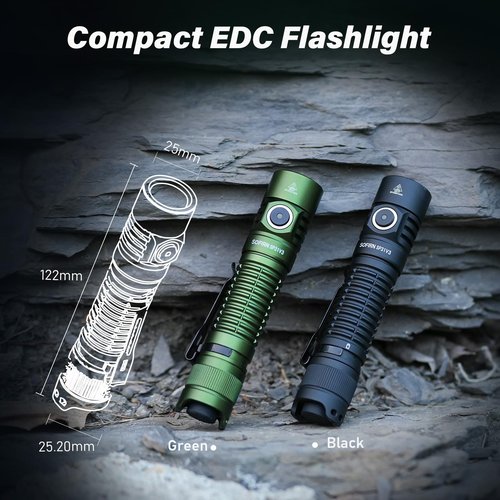 Sofirn SP31 V3.0 Pocket Flashlight with High CRI 519A Neutral White LED, Rechargeable IPX8 Waterproof Flashlight, Protect Eyesight and Improve Focus for High-efficiency Work and Outdoor Sports (Green)