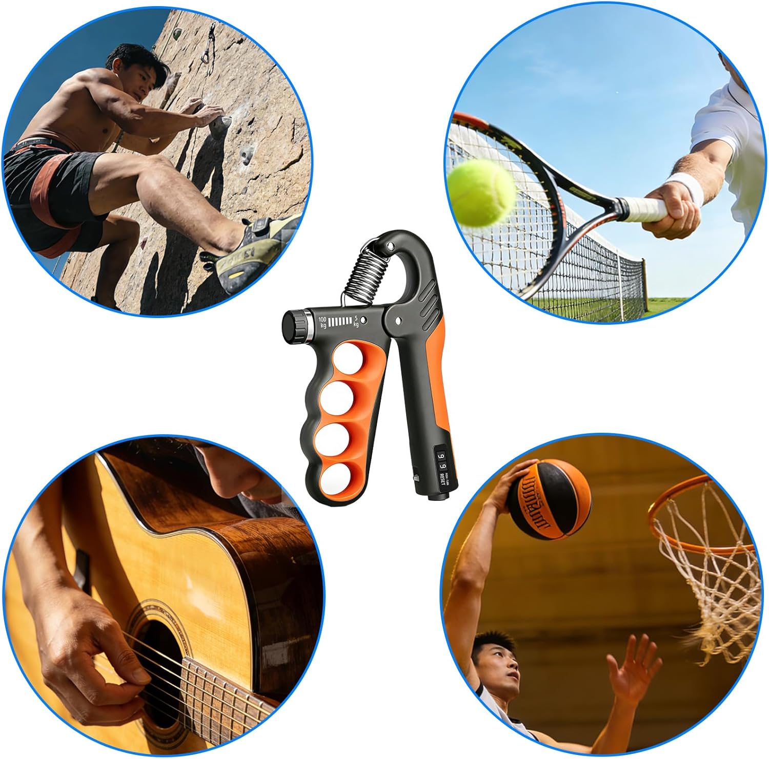 Regine Switzerland Hand Gripper - Adjustable 11-220LB Resistance Grip Trainer for Muscle Building