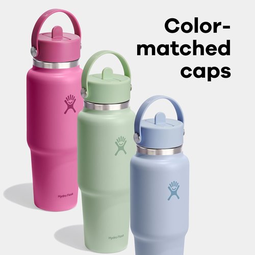 Hydro Flask Travel Water Bottle - Insulated Stainless Steel - 40 Oz Nectar Orange with Wide Straw Lid