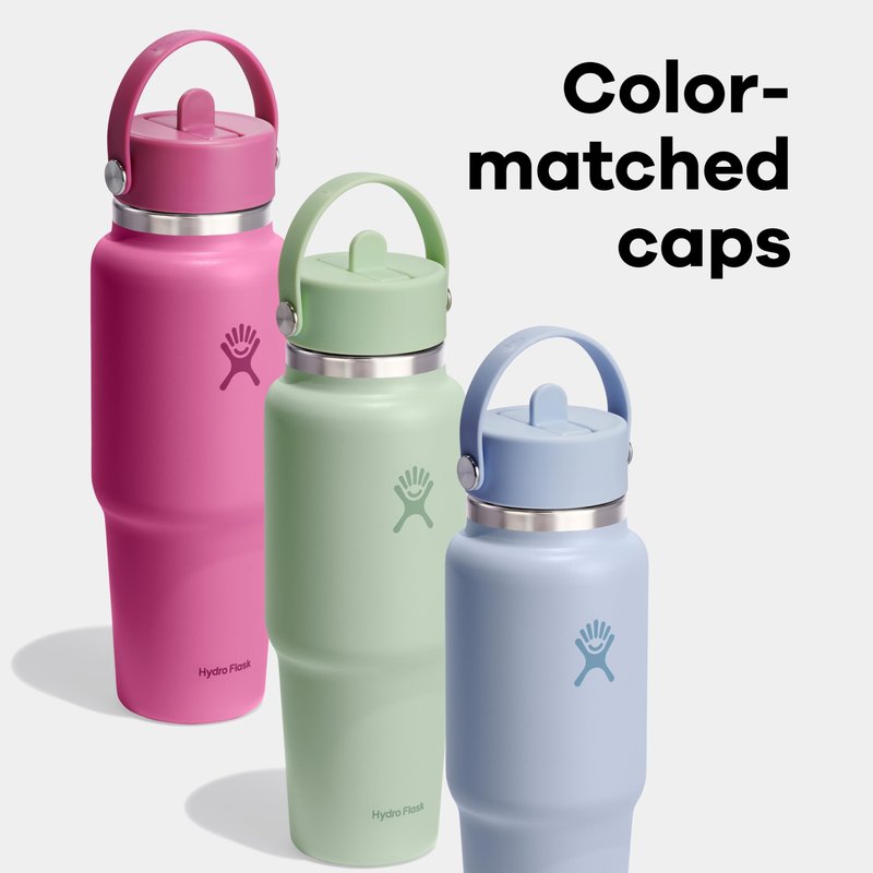 Hydro Flask Travel Water Bottle - Insulated Stainless Steel - Wide Straw Lid, Non Spill, Leakproof in 40 Oz Black